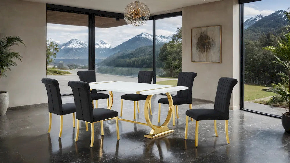 Furniture of America - Holbaek - 80" Dining Table, Gold Frame - FM37008GD-T view 2