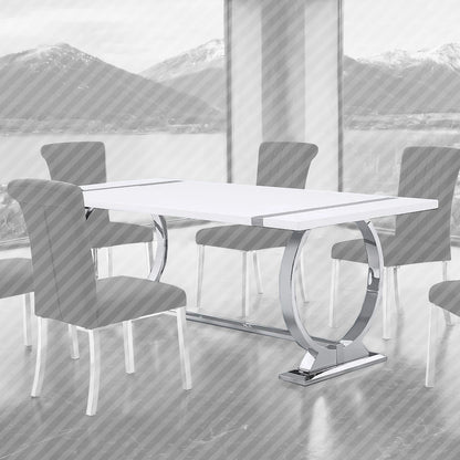 Furniture of America - Holbaek - 80" Dining Table, Silver Frame - FM37008SV-T view 1