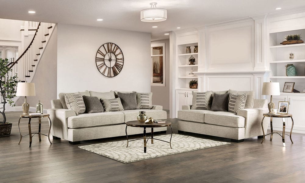 Furniture of America - Holborn Sofa + Loveseat in Beige - SM1219-2PC View 1