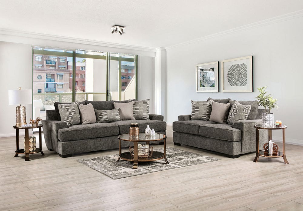 Furniture of America - Holborn Sofa + Loveseat in Gray - SM1220-2PC View 1