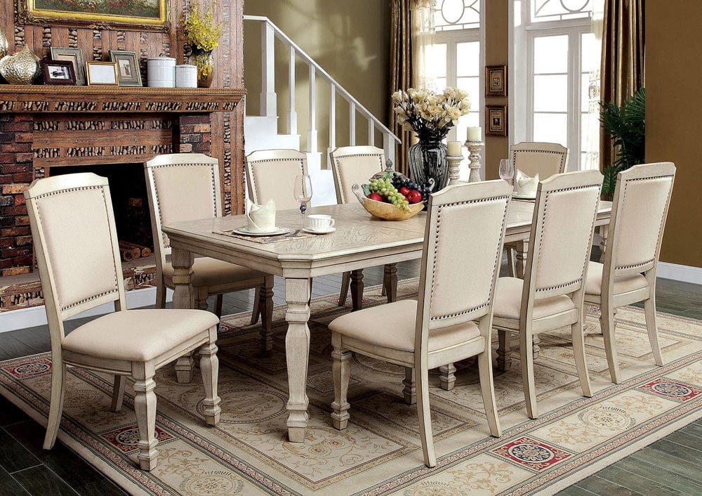 Furniture of America - Holcroft 9 Pc. Dining Table Set in Antique White - CM3600T-9PC View 1