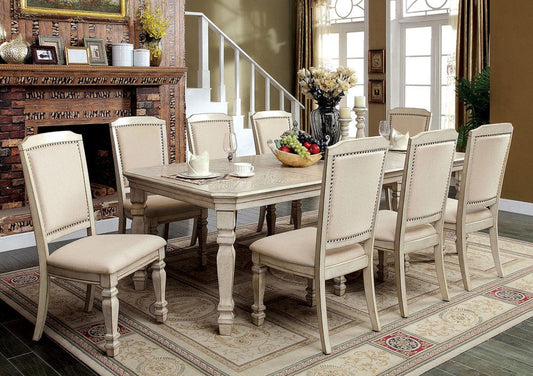 Furniture of America - Holcroft 9 Pc. Dining Table Set in Antique White - CM3600T-9PC View 1