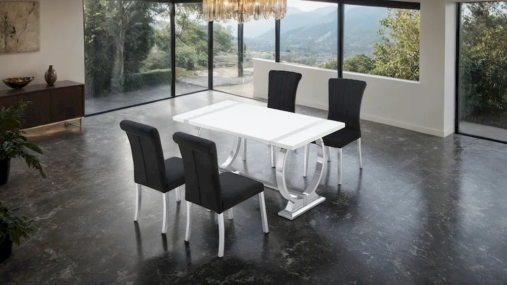 Furniture of America - Holstebro - 4 Pc. Dining Table Set, Silver - 60", SB Chair - FM37007SV-T-5PC-07SB view 2