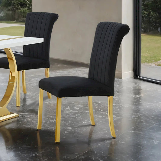 Furniture of America - Holstebro - Black Side Chair (Set of 2), Gold Frame - FM37007GB-SC-2PK view 1
