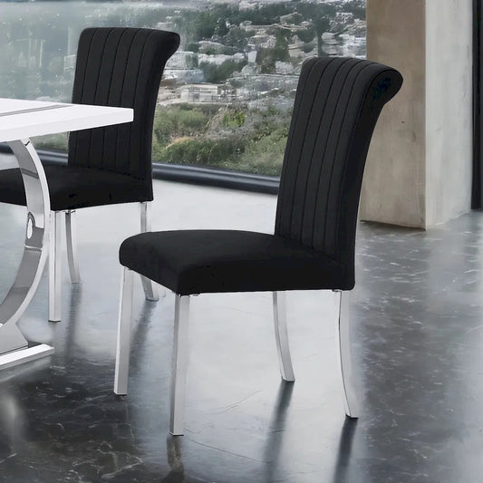 Furniture of America - Holstebro - Black Side Chair (Set of 2), Silver Frame - FM37007SB-SC-2PK view 1