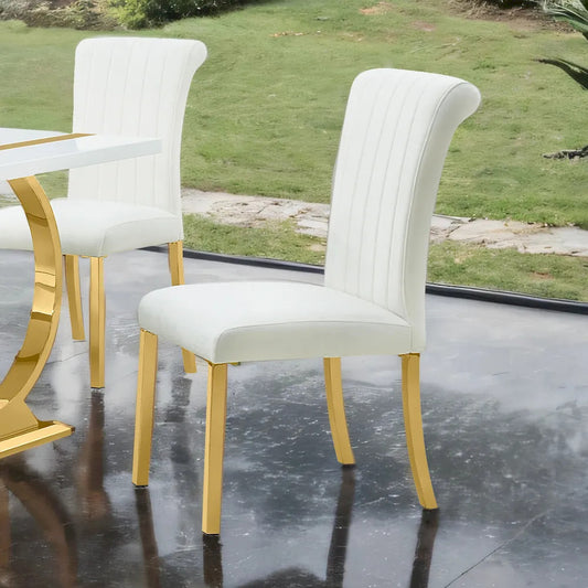 Furniture of America - Holstebro - White Side Chair (Set of 2), Gold Frame - FM37007GW-SC-2PK view 1