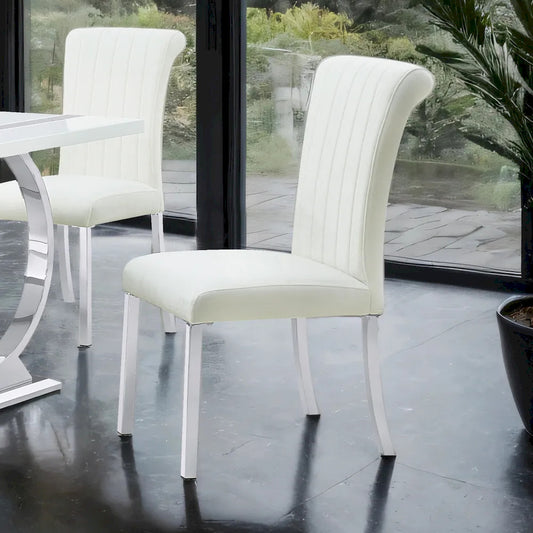 Furniture of America - Holstebro - White Side Chair (Set of 2), Silver Frame - FM37007SW-SC-2PK view 1