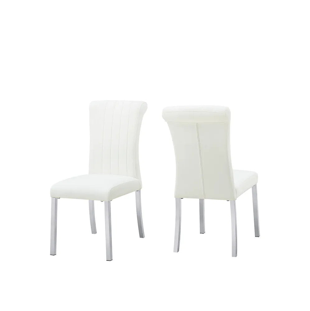 Furniture of America - Holstebro - White Side Chair (Set of 2), Silver Frame - FM37007SW-SC-2PK view 3