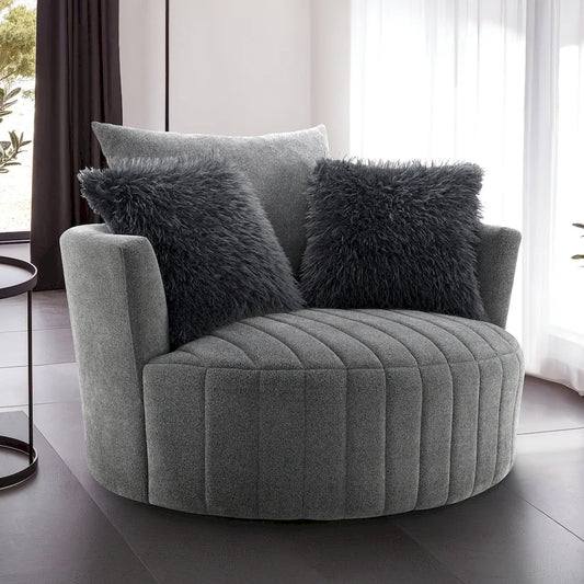 Furniture of America - Hoople - Swivel Chair, Channeled, Dark Gray - Dark Gray - FM-AC6001DG-SW view 1