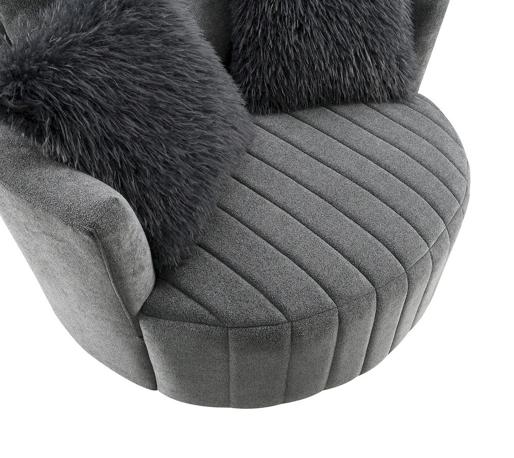Furniture of America - Hoople - Swivel Chair, Channeled, Dark Gray - Dark Gray - FM-AC6001DG-SW view 9