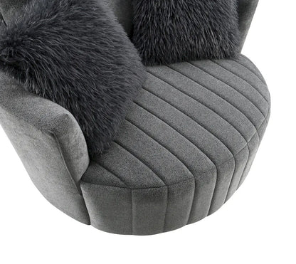 Furniture of America - Hoople - Swivel Chair, Channeled, Dark Gray - Dark Gray - FM-AC6001DG-SW view 9