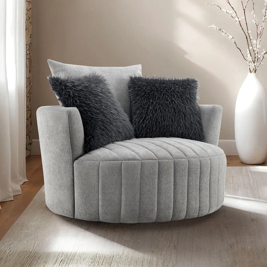 Furniture of America - Hoople - Swivel Chair, Channeled, Dark Gray - Light Gray - FM-AC6001LG-SW view 1