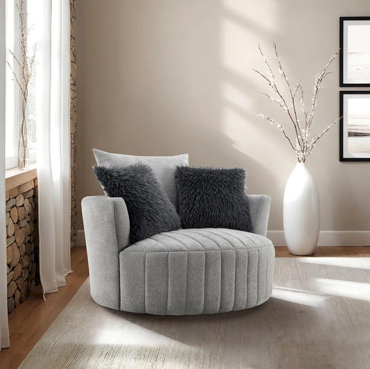 Furniture of America - Hoople - Swivel Chair, Channeled, Dark Gray - Light Gray - FM-AC6001LG-SW view 2
