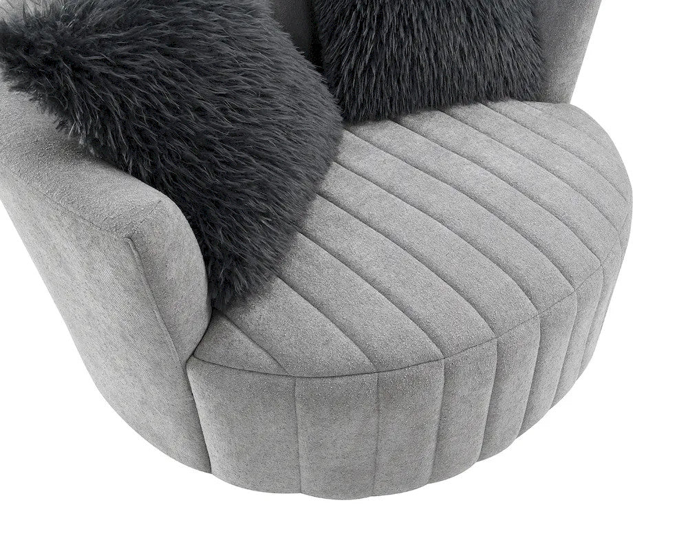Furniture of America - Hoople - Swivel Chair, Channeled, Dark Gray - Light Gray - FM-AC6001LG-SW view 9