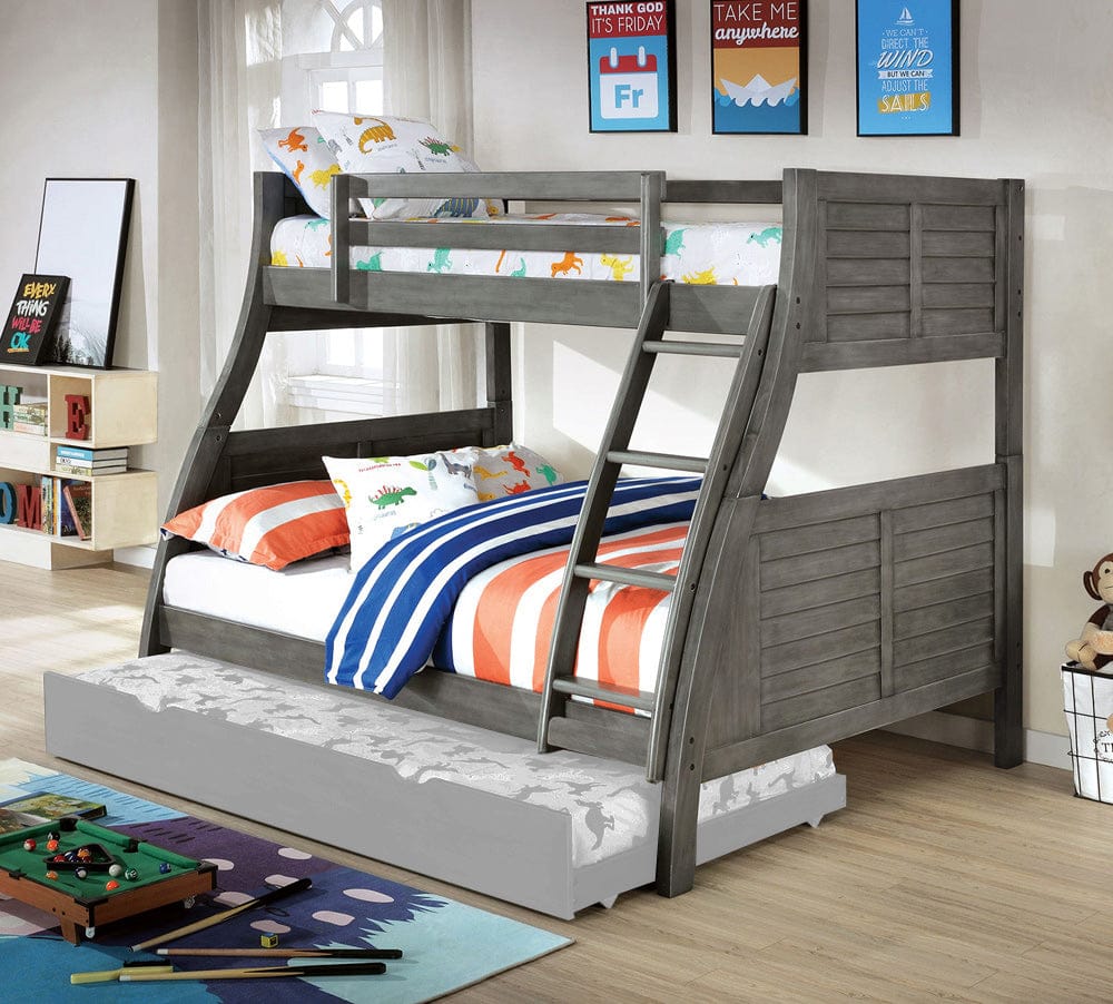 Furniture of America - Hoople Twin/Full Bunk Bed in Gray - CM-BK963GY-BED View 1