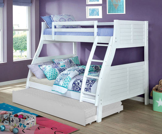 Furniture of America - Hoople Twin/Full Bunk Bed in White - CM-BK963WH-BED View 1
