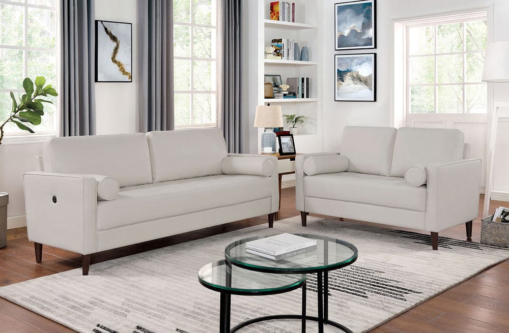 Furniture of America - Horgen Sofa + Loveseat in Off-White - CM6452WH-2PC View 1
