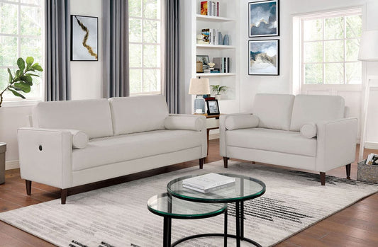 Furniture of America - Horgen Sofa + Loveseat in Off-White - CM6452WH-2PC View 1