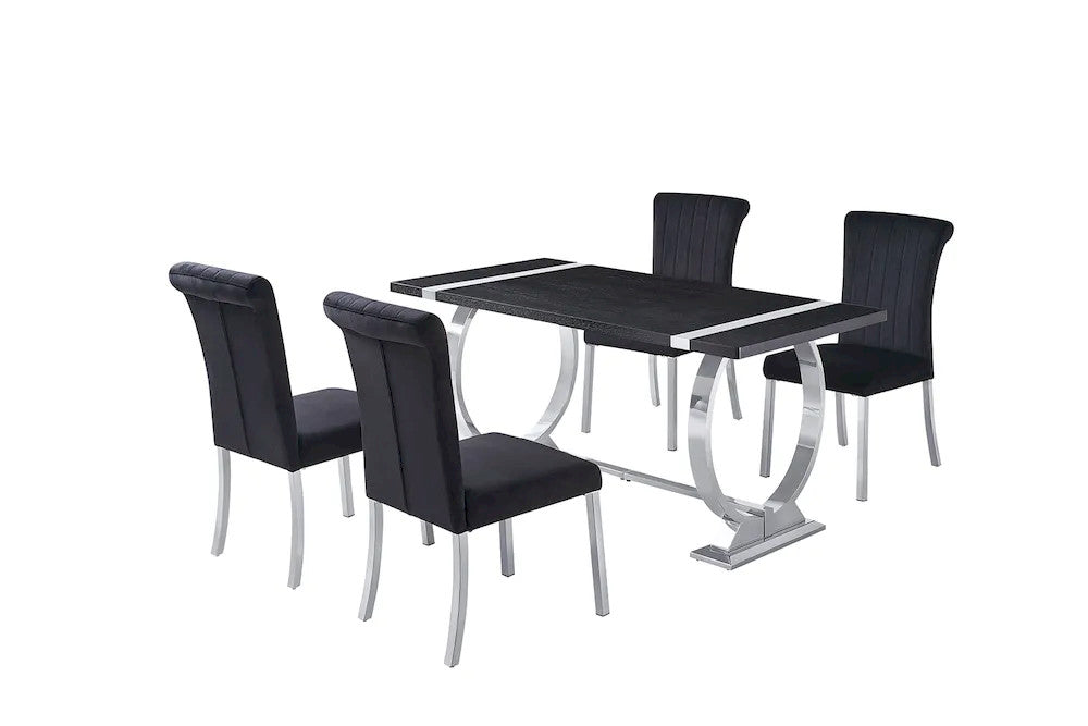 Furniture of America - Horley - 5 Pc. Dining Table Set - Silver/Black - FM37010SV-T60-5PC view 1