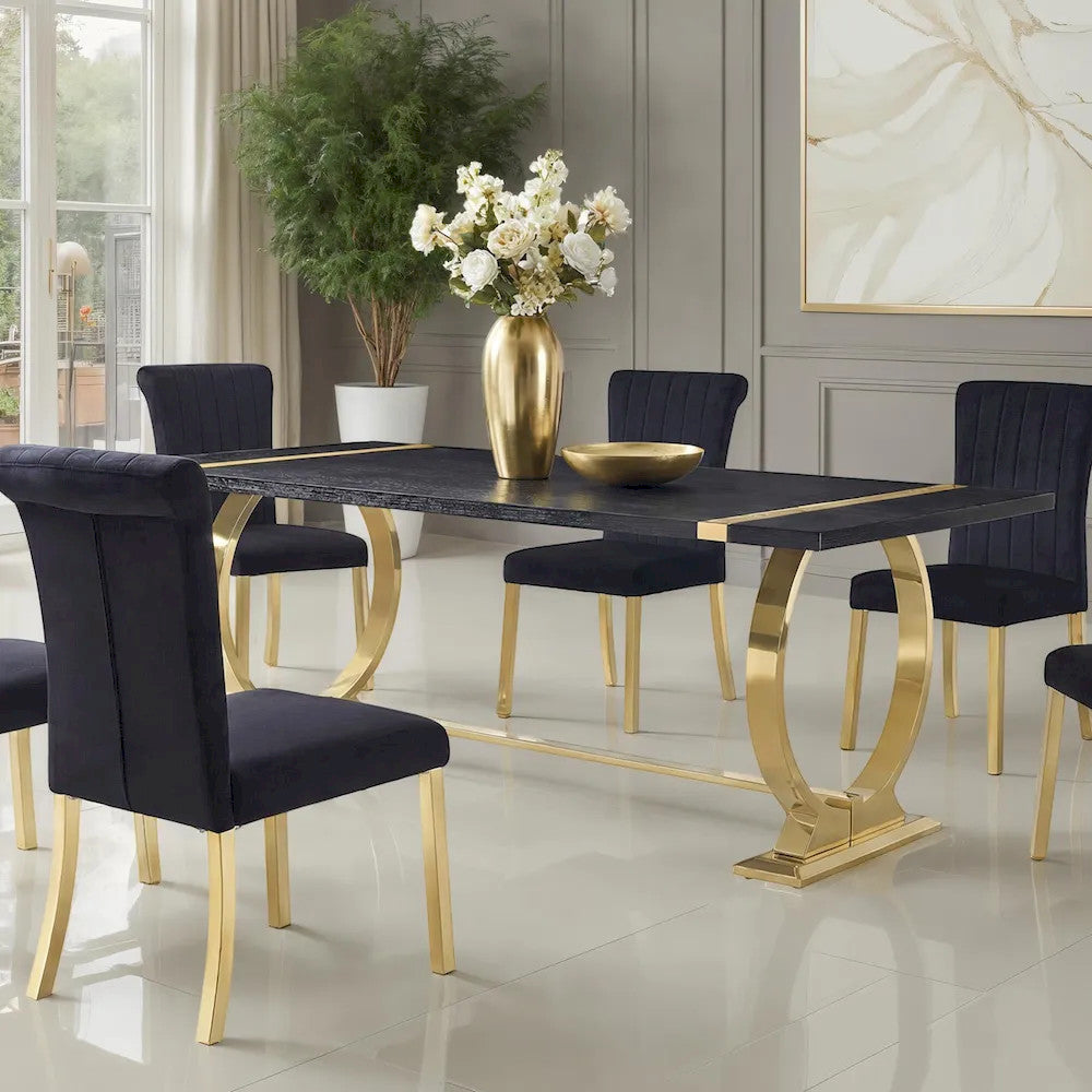 Furniture of America - Horley - 7 Pc. Dining Table Set - Gold/Black - FM37010GD-T807PC view 2