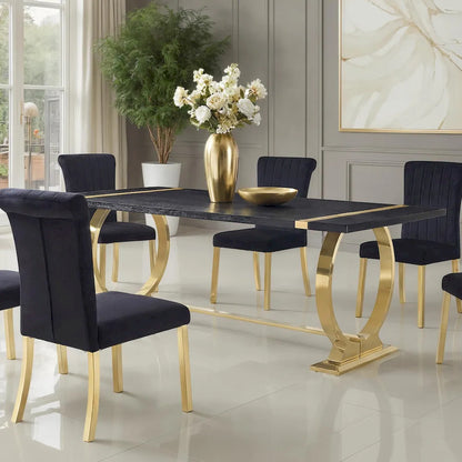 Furniture of America - Horley - 7 Pc. Dining Table Set - Gold/Black - FM37010GD-T807PC view 2