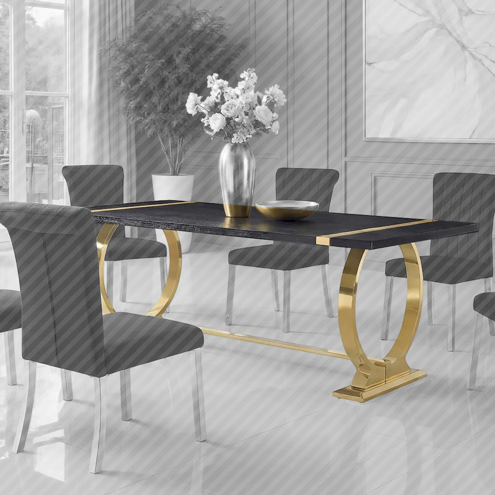 Furniture of America - Horley - 80" Dining Table, Gold Frame - FM37010GD-T-80 view 1