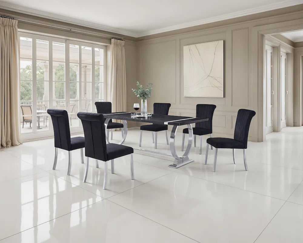 Furniture of America - Horley - 80" Dining Table, Silver Frame - FM37010SV-T-80 view 2