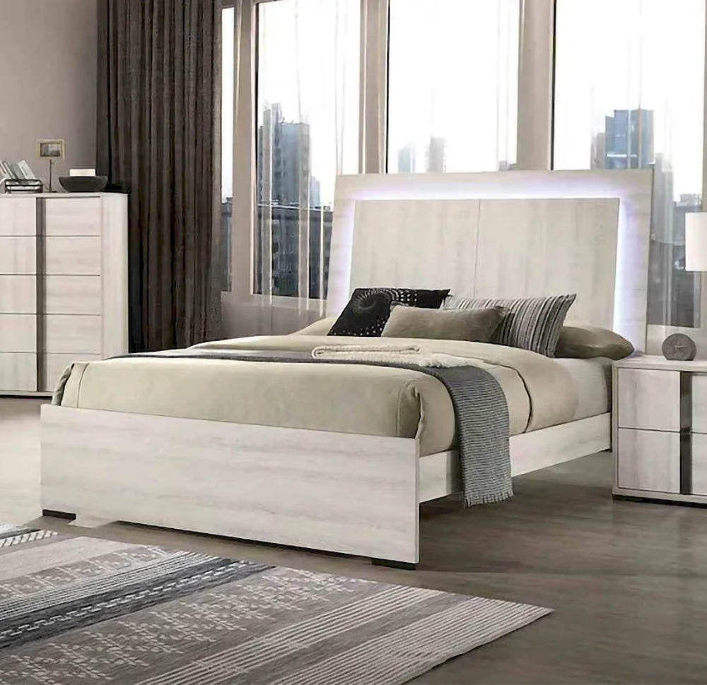Furniture of America - Horten - E.King Bed, White Wash - FM7200WH-EK-BED view 1