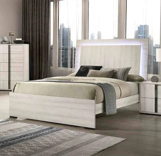 Furniture of America - Horten - E.King Bed, White Wash - FM7200WH-EK-BED view 1