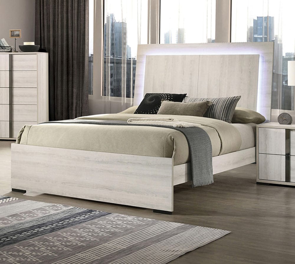Furniture of America - Horten Full Bed in White Wash - FM7200WH-F-BED View 1