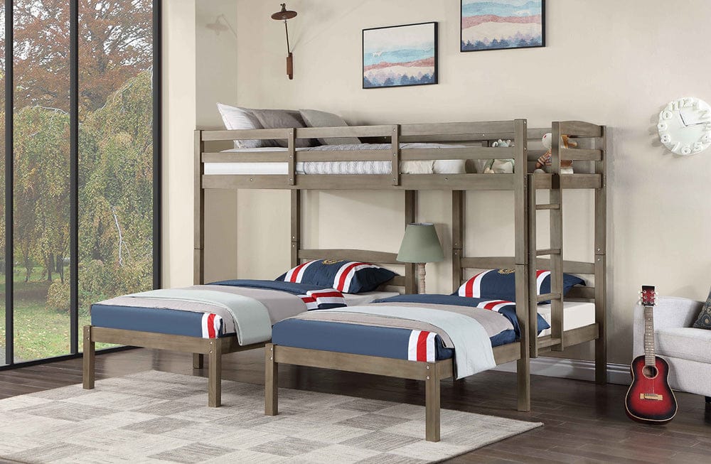Furniture of America - Hortense Triple Twin Bunk Bed in Warm Gray - FOA-BK659GY-BED View 1
