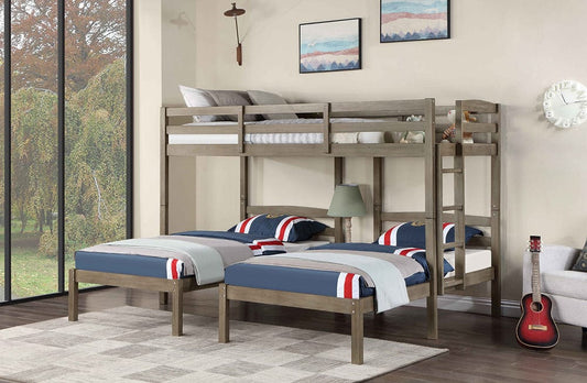 Furniture of America - Hortense Triple Twin Bunk Bed in Warm Gray - FOA-BK659GY-BED View 1