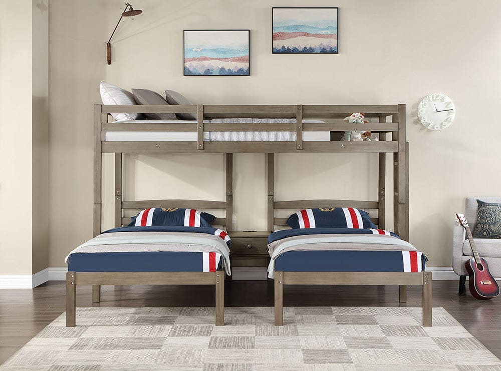 Furniture of America - Hortense Triple Twin Bunk Bed in Warm Gray - FOA-BK659GY-BED View 2