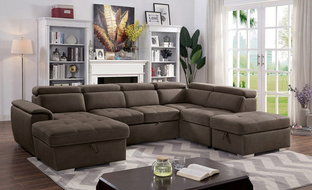 Furniture of America - Hugo Sectional in Light Brown - CM6963-SECT View 1