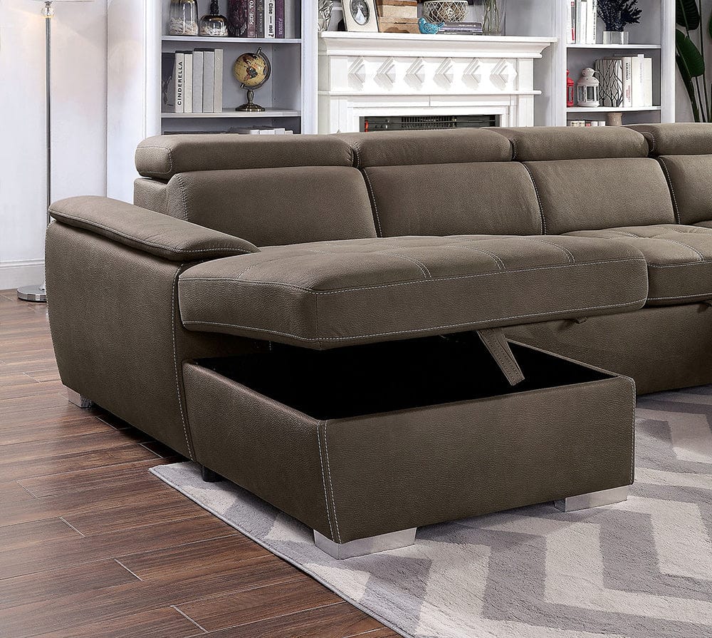 Furniture of America - Hugo Sectional in Light Brown - CM6963-SECT View 3