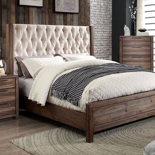 Furniture of America - Hutchinson Cal.King Bed in Rustic Natural Tone/Beige - CM7577CK-BED