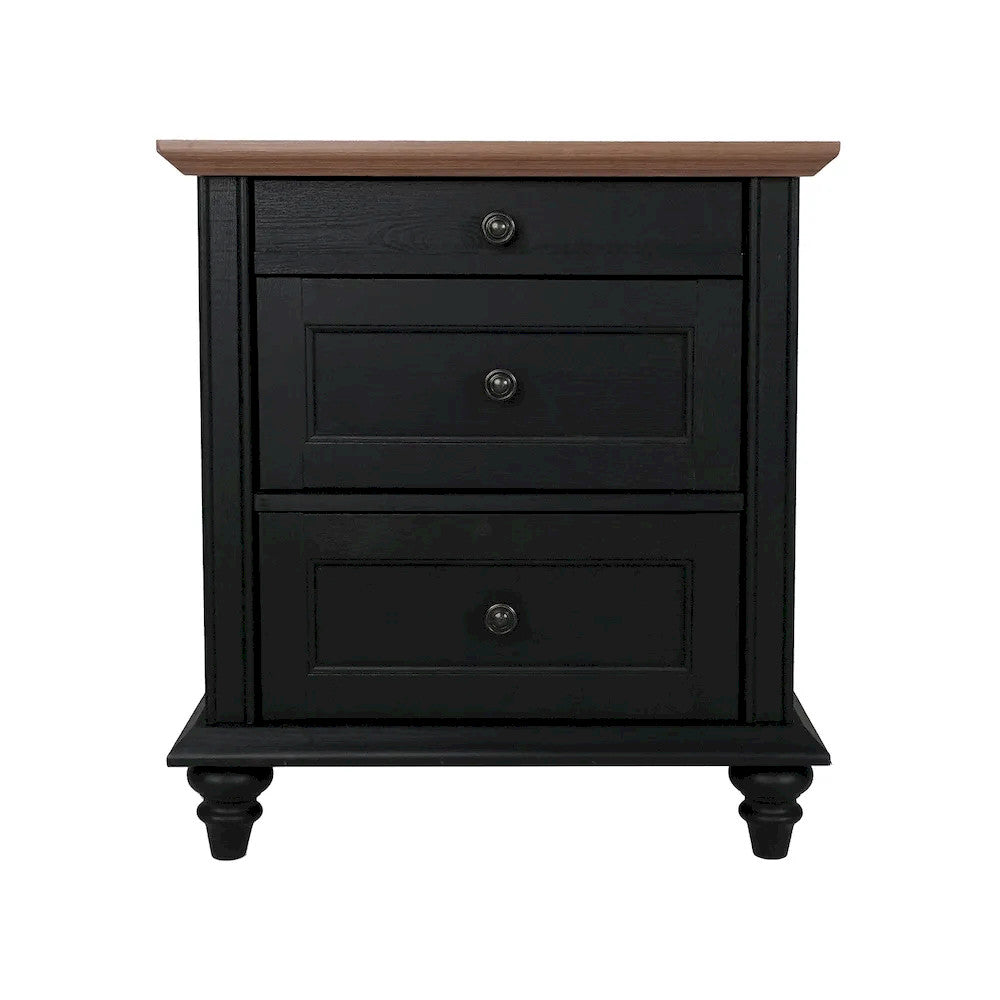 Furniture of America - Hyde - 3 Drawer Nightstand - Black/Natural - SL7201BK-N view 2