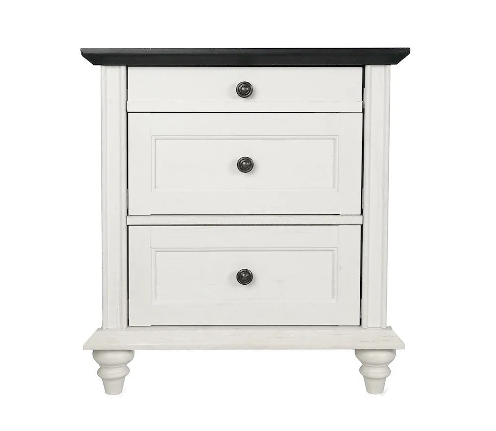 Furniture of America - Hyde - 3 Drawer Nightstand - White/Black - SL7201WH-N view 2
