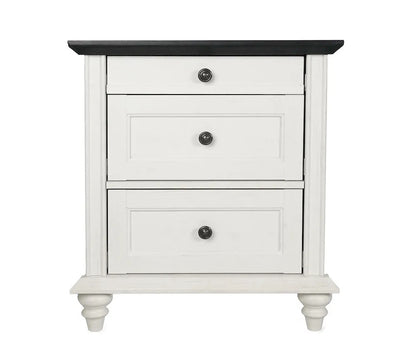 Furniture of America - Hyde - 3 Drawer Nightstand - White/Black - SL7201WH-N view 2