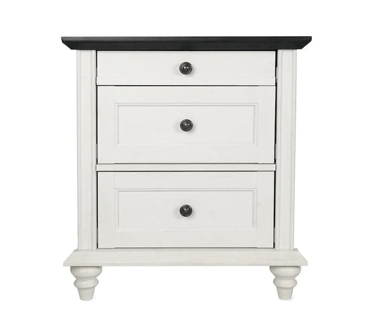 Furniture of America - Hyde - 3 Drawer Nightstand - White/Black - SL7201WH-N view 2