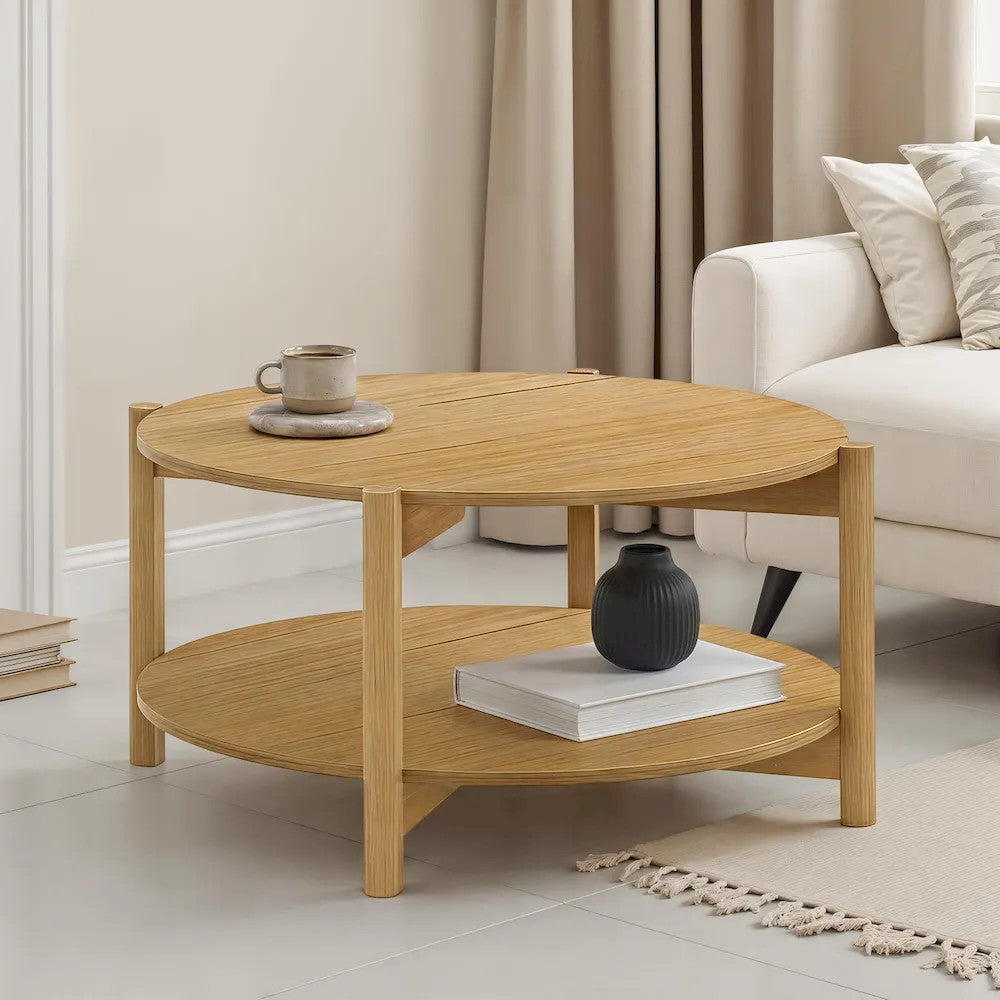 Furniture of America - Hyde - Round Coffee Table - Natural - SL4200NT-CR view 1