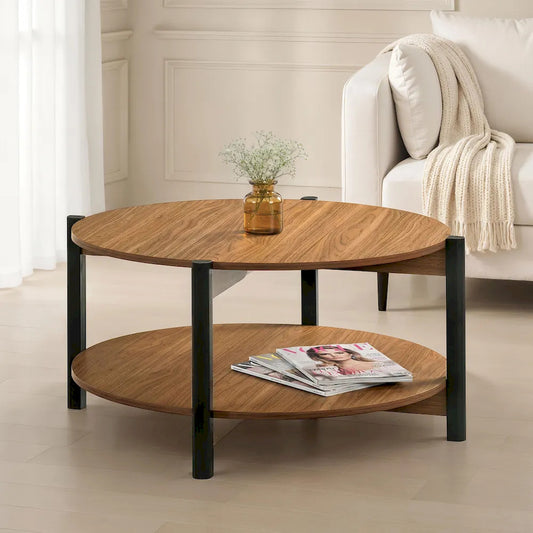 Furniture of America - Hyde - Round Coffee Table - Walnut - SL4200WN-CR view 1
