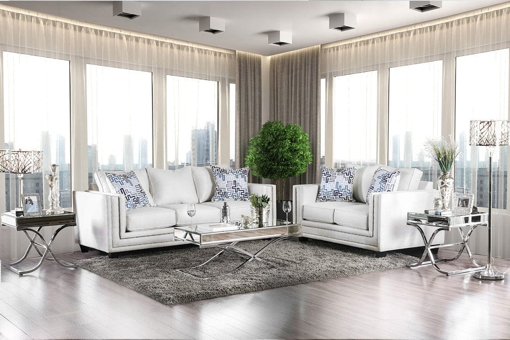Furniture of America - Ilse Sofa + Loveseat in Off-White/Blue - SM2675-2PC View 1