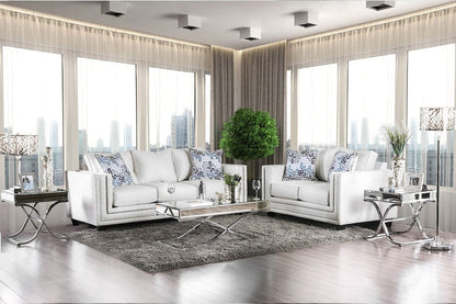 Furniture of America - Ilse Sofa + Loveseat in Off-White/Blue - SM2675-2PC View 1