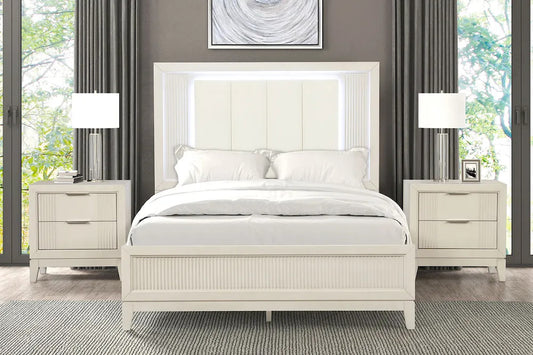 Furniture of America - Isadore - E.King Bed, Antique White - FM7700WH-EK-BED view 2