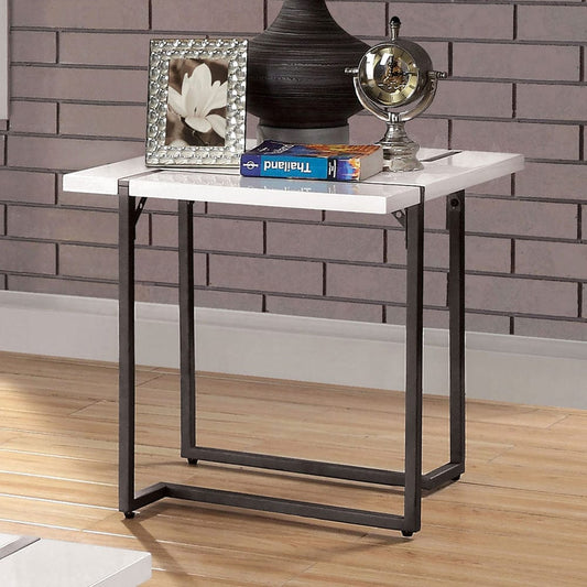 Furniture of America - Izar End Table in White/Gun Metal - FOA4799E-TABLE View 1