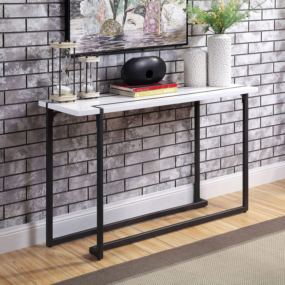 Furniture of America - Izar Sofa Table in White/Gun Metal - FOA4799S-TABLE View 1