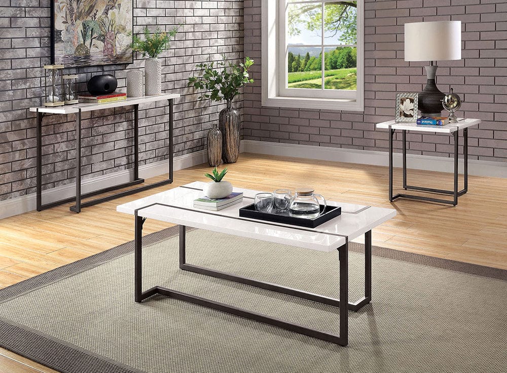 Furniture of America - Izar Sofa Table in White/Gun Metal - FOA4799S-TABLE View 2