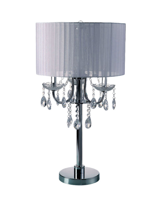 Furniture of America - Jada Table Lamp in Chrome/White - L76733WH-T View 1