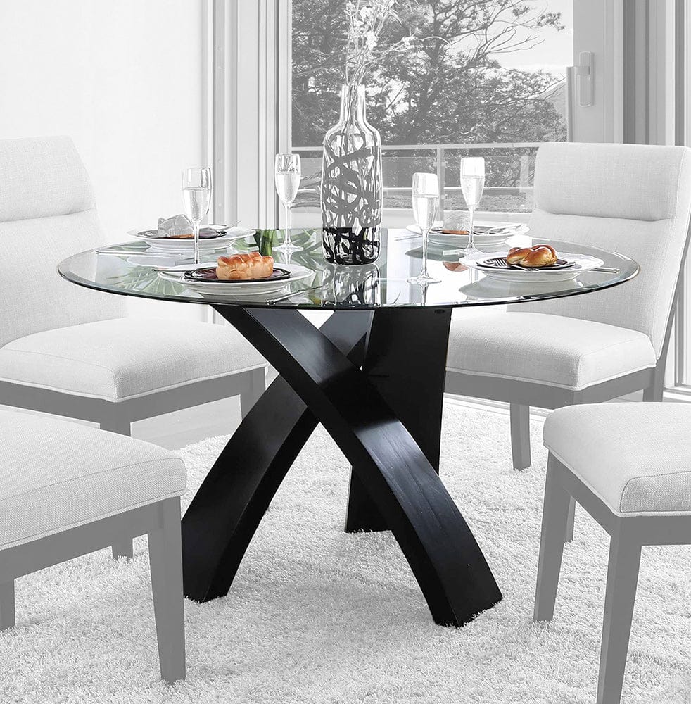 Furniture of America - Jasmin Round Dining Table in Beige/Black - CM3393RT-TABLE View 1